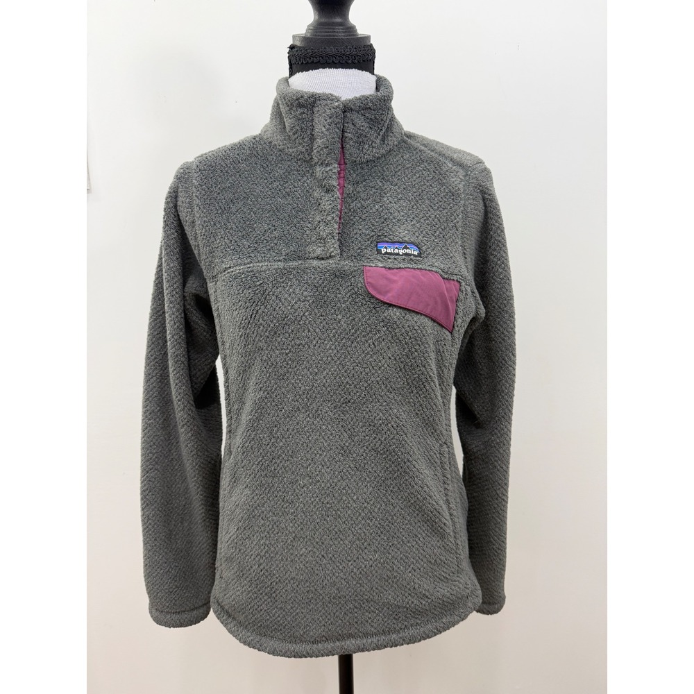 Patagonia Re-Tool Snap-T Pullover Grey Purple Fleece Polartec 25443 Womens Small